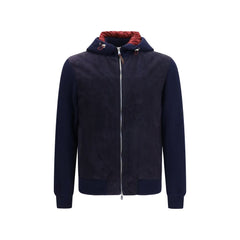 Brunello Cucinelli Blue Calf Leather Bos Taurus Full-Length Jacket