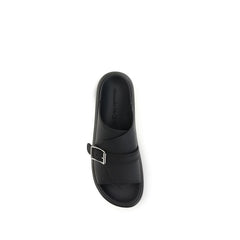Alexander McQueen Black Calf Leather Bos Taurus Platform Sandals