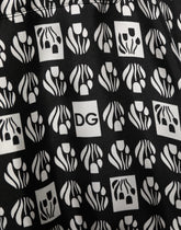 Dolce & Gabbana Black White Silk Men Wrap Robe Coat Jacket