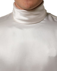 Dolce & Gabbana White Silk Long Sleeves Turtleneck Sweater