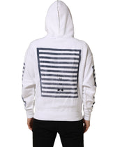 Dolce & Gabbana White Blue Stripe Hooded Sweatshirt Sweater