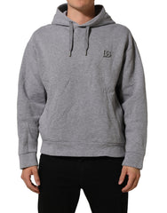 Dolce & Gabbana Gray Cotton Logo Hooded Sweatshirt Sweater