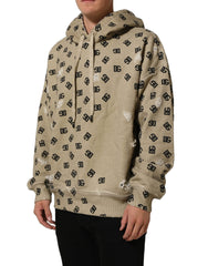 Dolce & Gabbana Brown Cotton Logo Hooded Sweatshirt Sweater