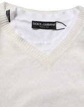 Dolce & Gabbana White Flax CrewNeck Layered Pullover Sweater