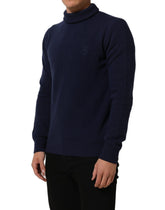Dolce & Gabbana Blue Wool Knit Turtleneck Pullover Sweater