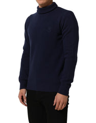 Dolce & Gabbana Blue Wool Knit Turtleneck Pullover Sweater