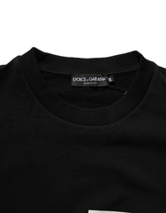 Dolce & Gabbana Black Cotton Logo Print Sweatshirt Sweater