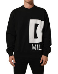 Dolce & Gabbana Black Cotton Logo Print Sweatshirt Sweater