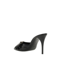 Saint Laurent Black Lamb Ovis Aries Stiletto Heel Sandals