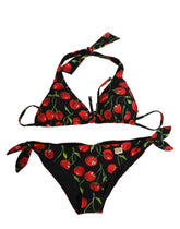 Dolce & Gabbana Black Cherry Print Nylon Bikini 2 Piece Swimwear