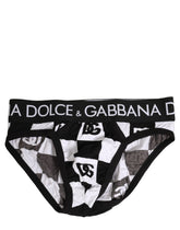 Dolce & Gabbana Black White Logo Checkered Midi Brief Underwear