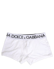 Dolce & Gabbana White Cotton Stretch Regular Boxer Underwear