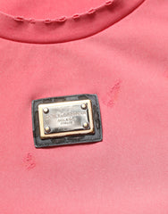 Dolce & Gabbana Pink Re-Edition Distressed Crew Neck T-shirt