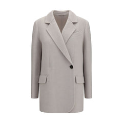 Brunello Cucinelli White Wool Oves Aries Full-Length Jacket