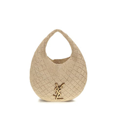 Saint Laurent Beige Raffia Shoulder Bag