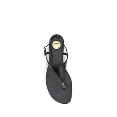 Saint Laurent Black Calf Leather Bos Taurus Flat Sandals