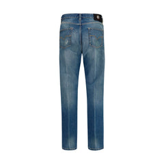 Versace Blue Cotton Straight-Leg Jeans