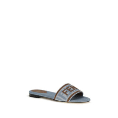 Fendi Blue Polyamide Flat Sandals