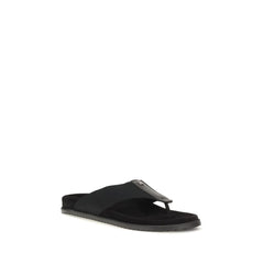 Dolce & Gabbana Black Polyester Flip-Flop Sandals