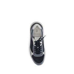 Brunello Cucinelli Blue Calf Leather Bos Taurus Athletic Sneakers