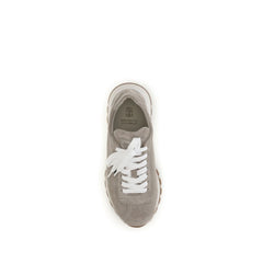 Brunello Cucinelli Blue Calf Leather Bos Taurus Athletic Sneakers