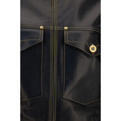 Versace Black Lamb Ovis Aries Full-Length Jacket
