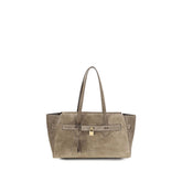 Brunello Cucinelli Beige Suede Leather Shoulder Bag