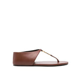 Saint Laurent Brown Lamb Leather Flip-Flop Sandals
