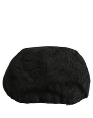 Dolce & Gabbana Men Black Floral Jacquard Newsboy Capello Hat