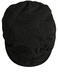 Dolce & Gabbana Men Black Floral Jacquard Newsboy Capello Hat