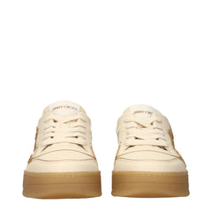 Jimmy Choo Beige Leather Low Top Sneakers