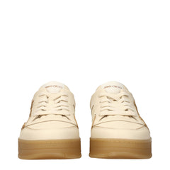 Jimmy Choo Beige Leather Low Top Sneakers