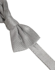 Dolce & Gabbana Men Gray 100% Silk Adjustable Neck Papillon Bow Tie