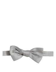 Dolce & Gabbana Men Gray 100% Silk Adjustable Neck Papillon Bow Tie