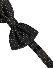 Dolce & Gabbana Men Black Polka Dot Silk Adjustable Neck Papillon Bow Tie