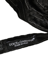 Dolce & Gabbana Men Black Pinstripe Silk Adjustable Neck Papillon Bow Tie