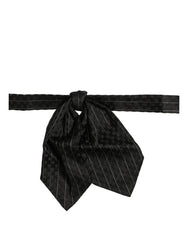 Dolce & Gabbana Men Black Pinstripe Silk Adjustable Neck Papillon Bow Tie
