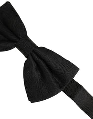Dolce & Gabbana Men Black Silk Brocade Adjustable Neck Papillon Bow Tie
