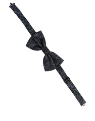 Dolce & Gabbana Men Black Blue Paisley Adjustable Neck Papillon Bow Tie
