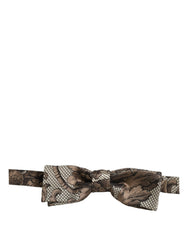 Dolce & Gabbana Men Brown Beige Floral Adjustable Neck Papillon Bow Tie