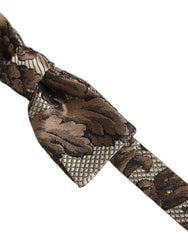 Dolce & Gabbana Men Brown Beige Floral Adjustable Neck Papillon Bow Tie