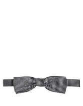 Dolce & Gabbana Black White Houndstooth Adjustable Neck Bow Tie