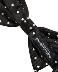 Dolce & Gabbana Black White Polka Dot Adjustable Neck Papillon Bow Tie