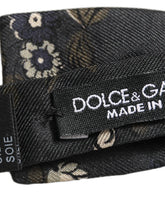 Dolce & Gabbana Men Black Floral Silk Adjustable Neck Papillon Bow Tie