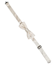 Dolce & Gabbana Men Off White 100% Silk Adjustable Neck Papillon Bow Tie