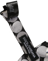 Dolce & Gabbana Men Black Silver Circles Adjustable Neck Papillon Bow Tie