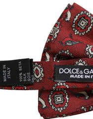 Dolce & Gabbana Men Bordeaux Floral Adjustable Neck Papillon Bow Tie
