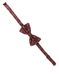 Dolce & Gabbana Men Bordeaux Floral Adjustable Neck Papillon Bow Tie