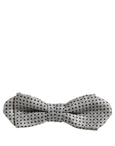 Dolce & Gabbana Men Silver Black Polka Dot Adjustable Neck Papillon Bow Tie