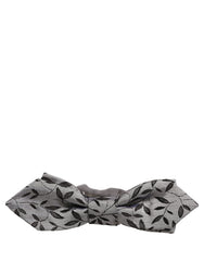Dolce & Gabbana Men Gray Abstract Silk Adjustable Neck Papillon Bow Tie